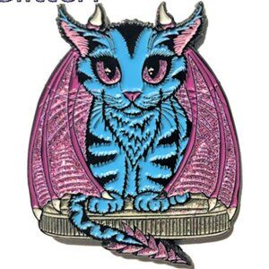 Blue Dragon Kitten Collectible Enamel Pin Tigerpixie Carrie Hawks Enamel cat Pin